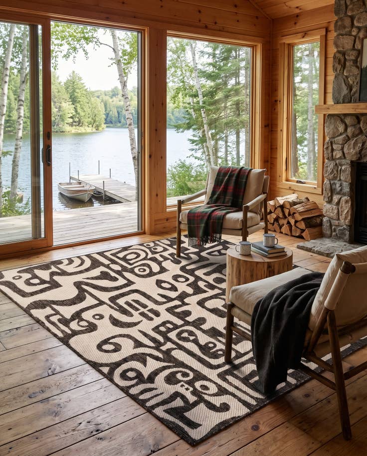 Detail image of 5' 3 x 7' Easy-Clean Tidewater Modern Indoor / Outdoor Rug
