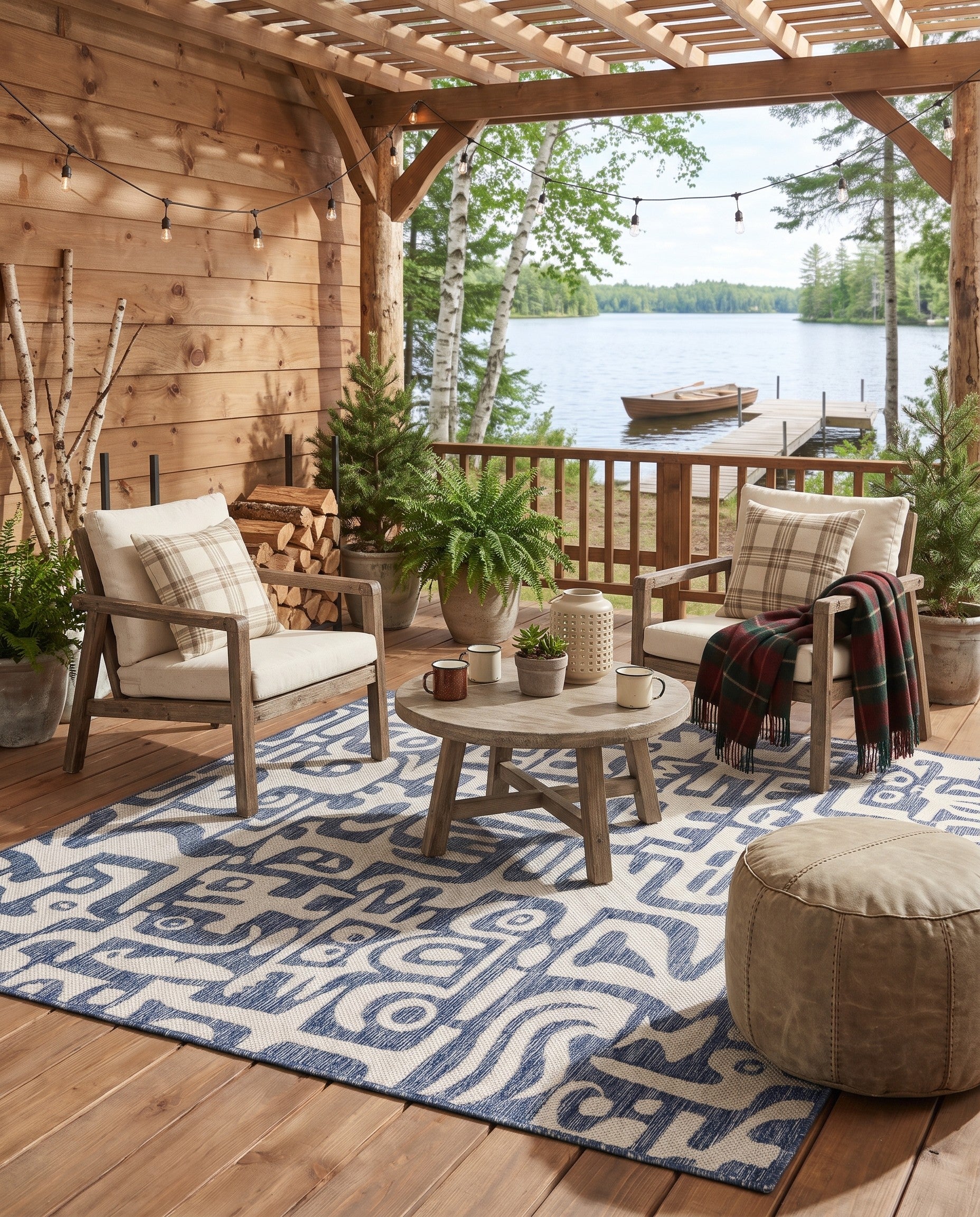 7' 10 x 7' 10 Easy-Clean Modern Indoor / Outdoor Square Rug