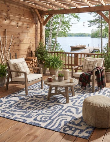 7' 10 x 7' 10 Easy-Clean Modern Indoor / Outdoor Square Rug