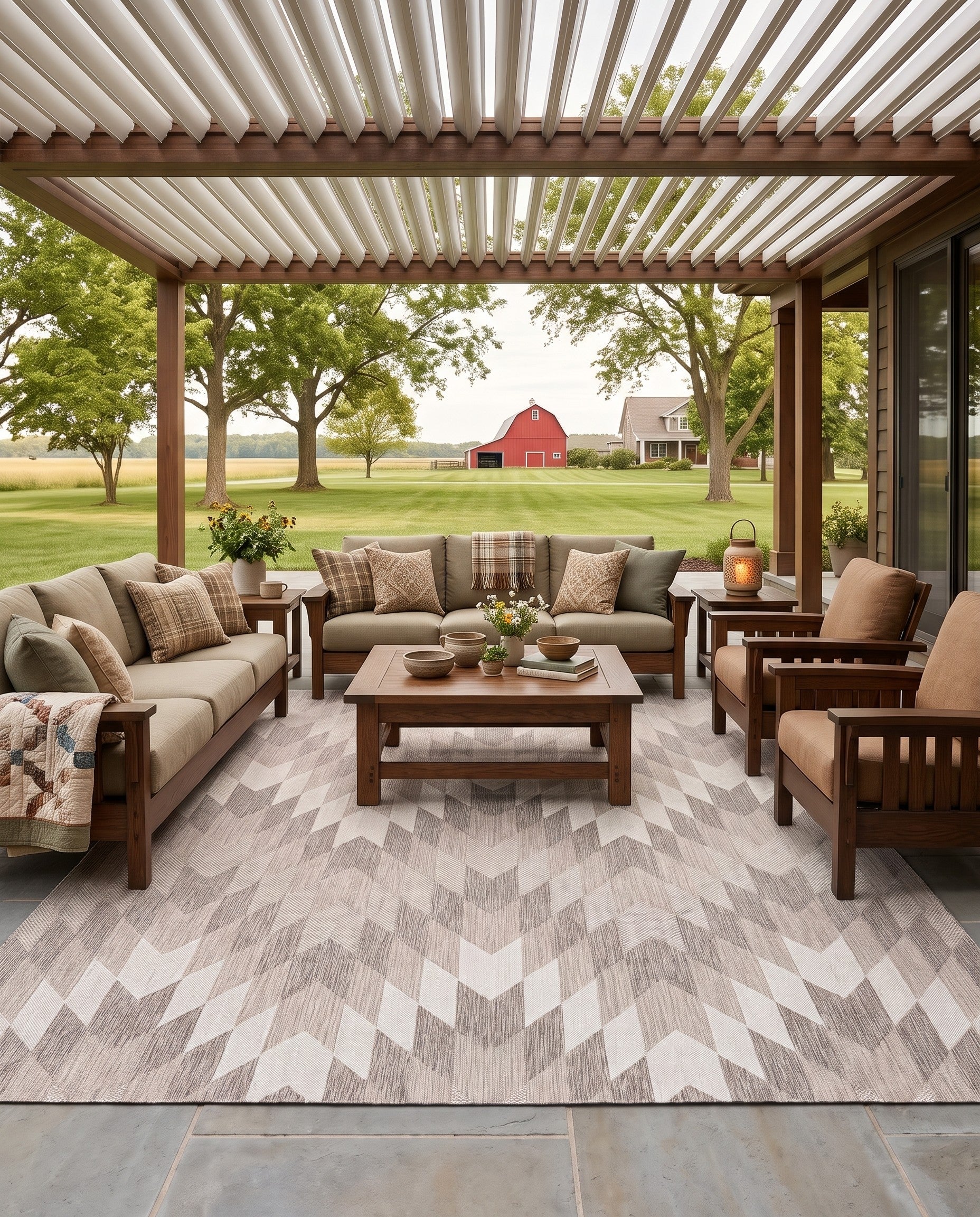 Gray Easy-Clean Modern Indoor / Outdoor Square Rug