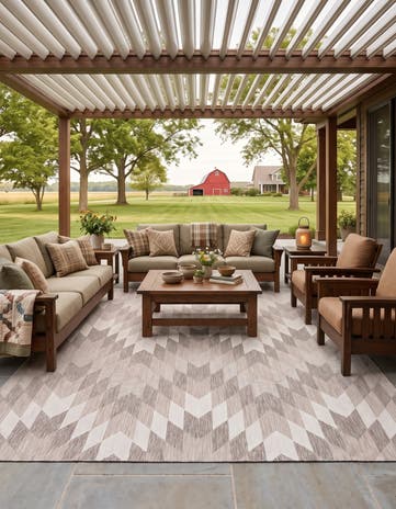 Gray Easy-Clean Modern Indoor / Outdoor Square Rug