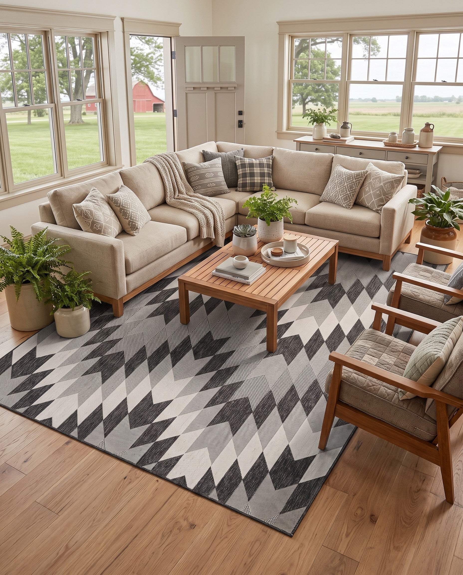7' 10 x 10' Easy-Clean Modern Indoor / Outdoor Rug