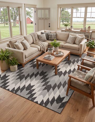 7' 10 x 10' Easy-Clean Modern Indoor / Outdoor Rug