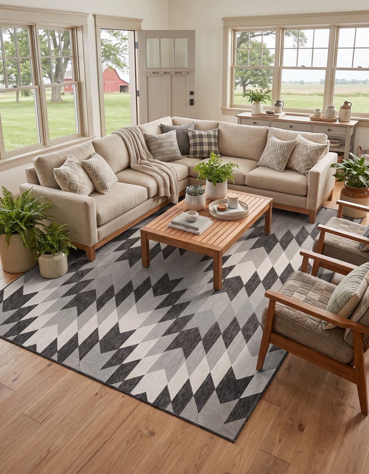 7' 10 x 10' Easy-Clean Modern Indoor / Outdoor...