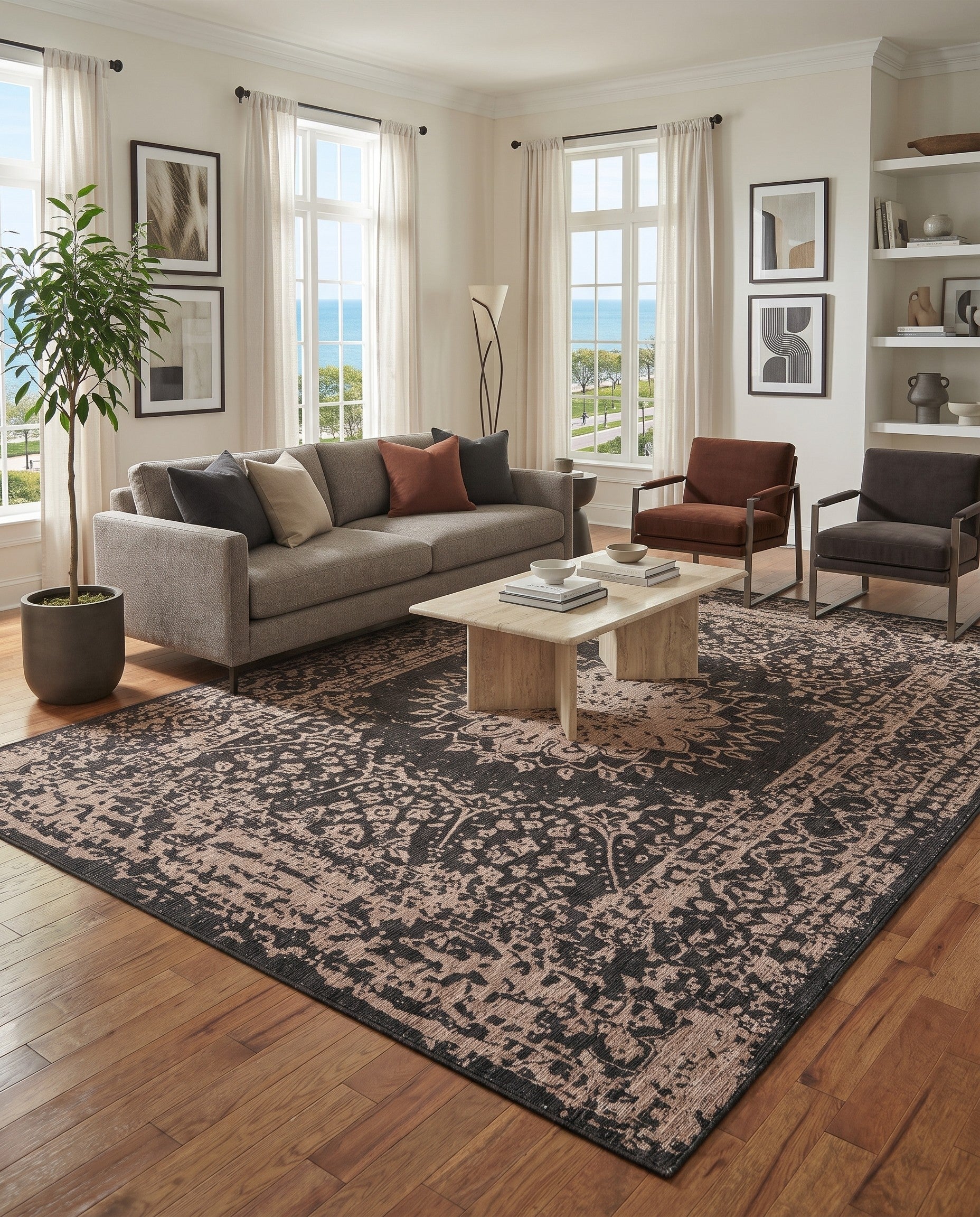 10' x 14' Easy-Clean Traditional Indoor / Outdoor Rug