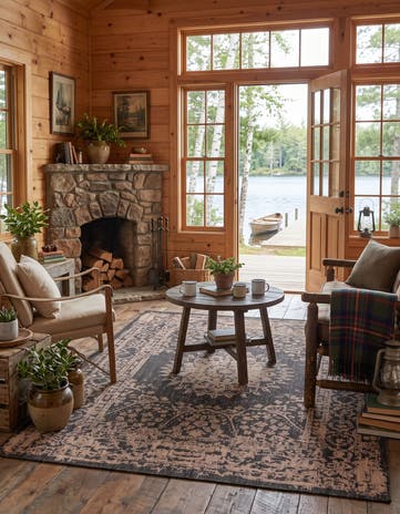 5' 3 x 7' Easy-Clean Traditional Indoor / Outdoor Rug
