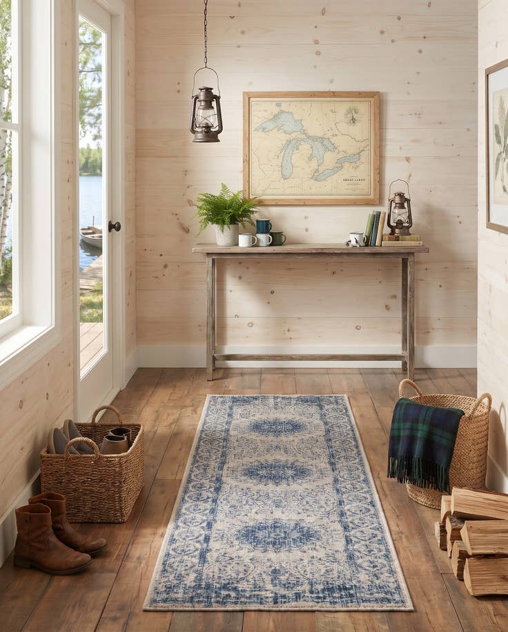 Detail image of 2' x 8' Easy-Clean Norwood Traditional Indoor / Outdoor Runner Rug