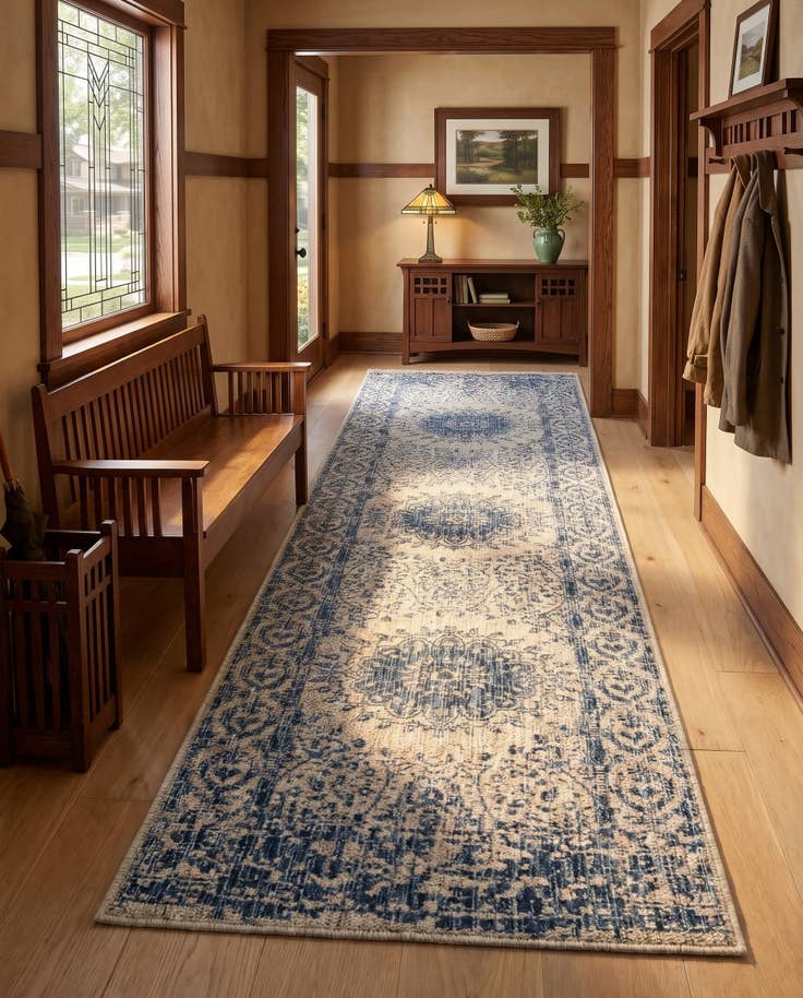 Detail image of 2' x 8' Easy-Clean Norwood Traditional Indoor / Outdoor Runner Rug