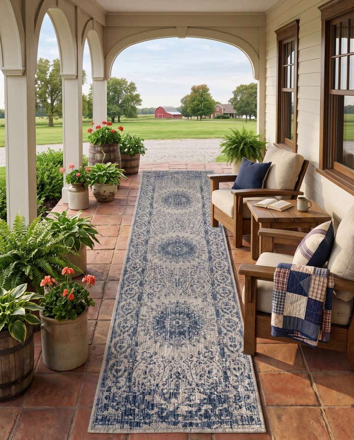 2' x 8' Easy-Clean Norwood Traditional Indoor / Outdoor Runner Rug