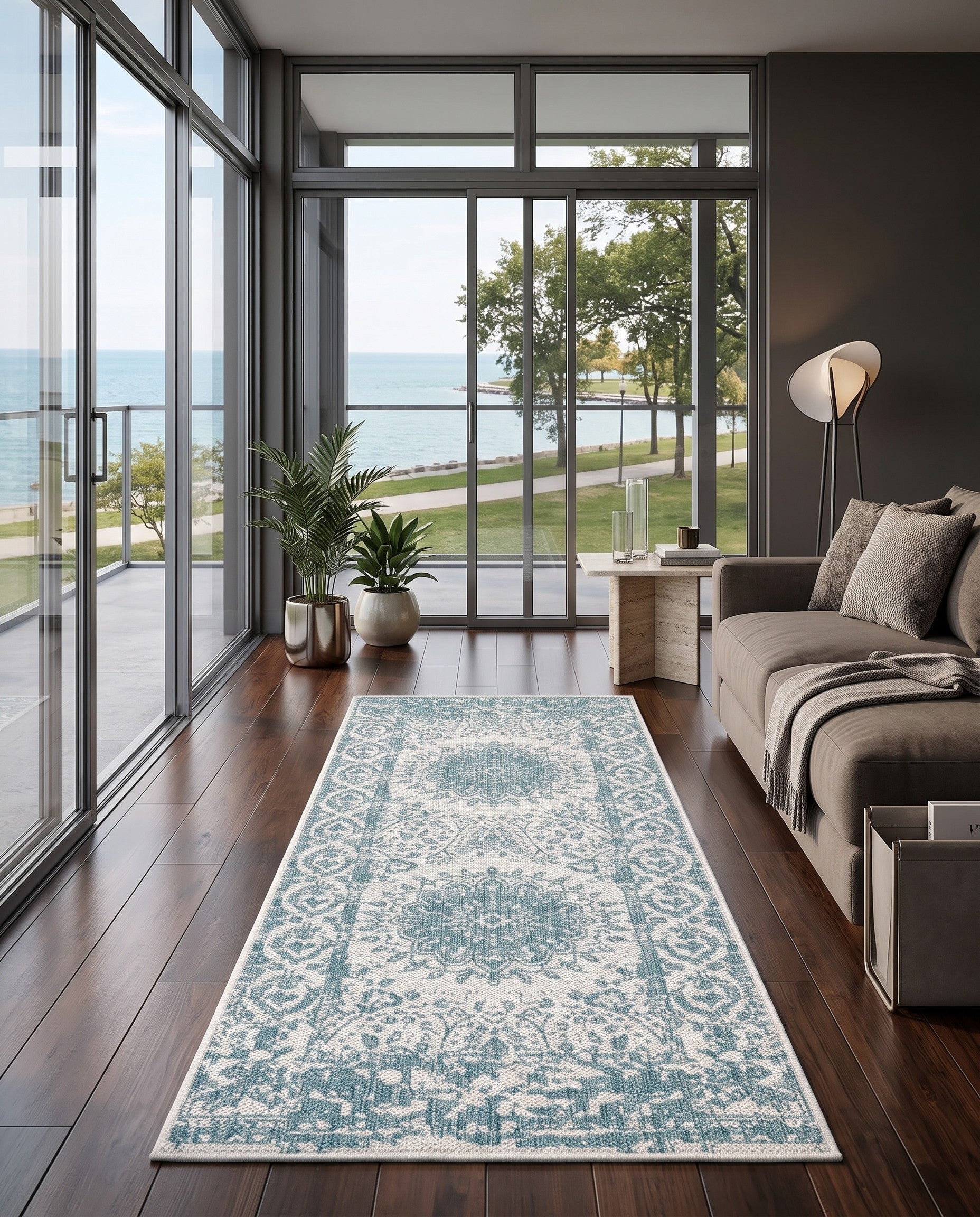 2' x 5' 3 Easy-Clean Norwood Traditional Indoor / Outdoor Runner Rug