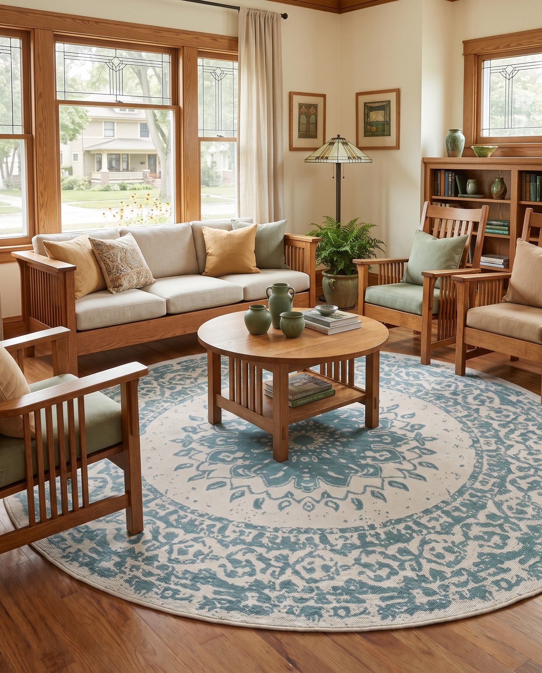 7' 10 x 7' 10 Easy-Clean Norwood Traditional Indoor / Outdoor Round Rug