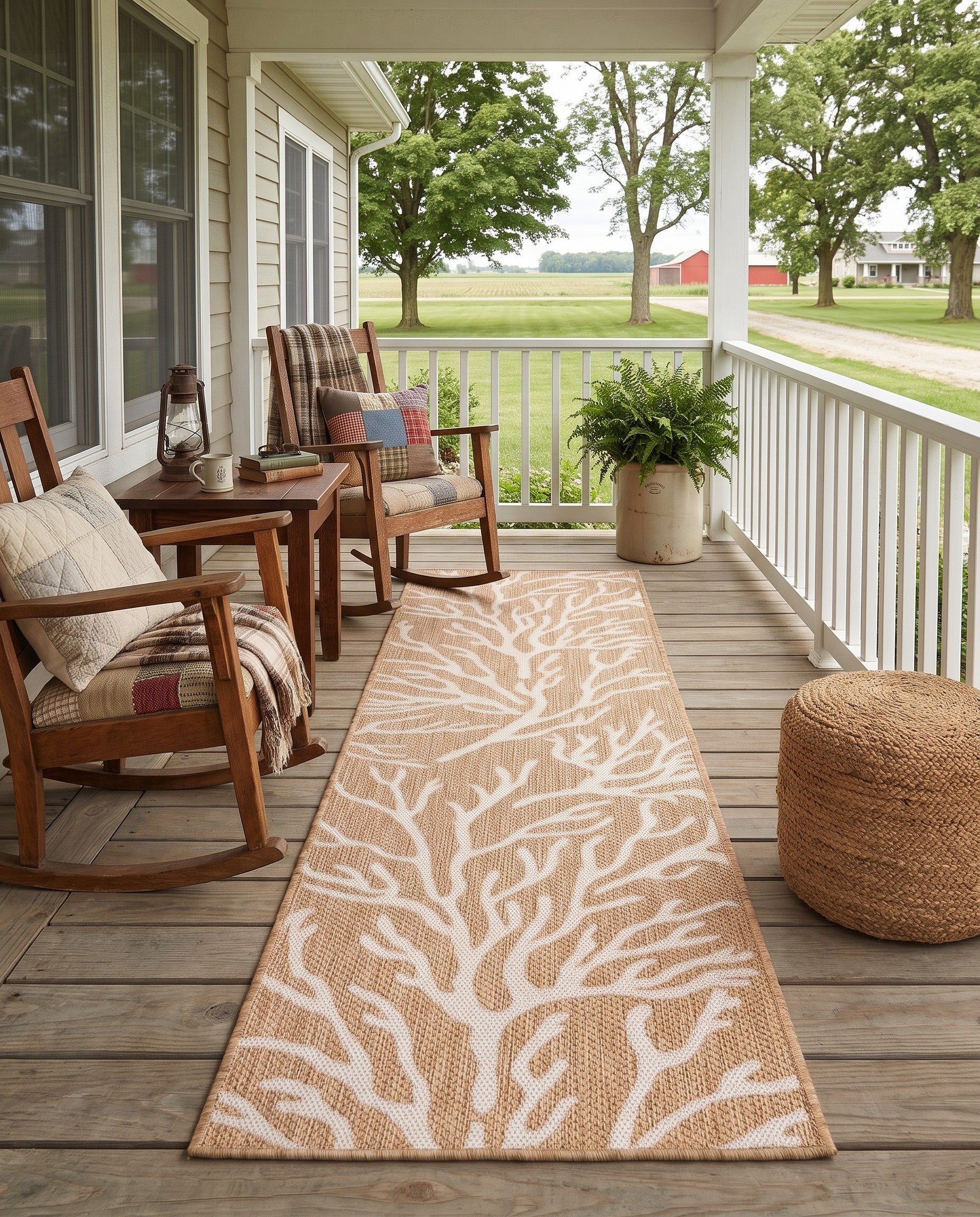 Taupe Easy-Clean Lagoon Coastal Indoor / Outdoor Runner Rug