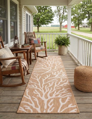 Taupe Easy-Clean Lagoon Coastal Indoor / Outdoor Runner Rug