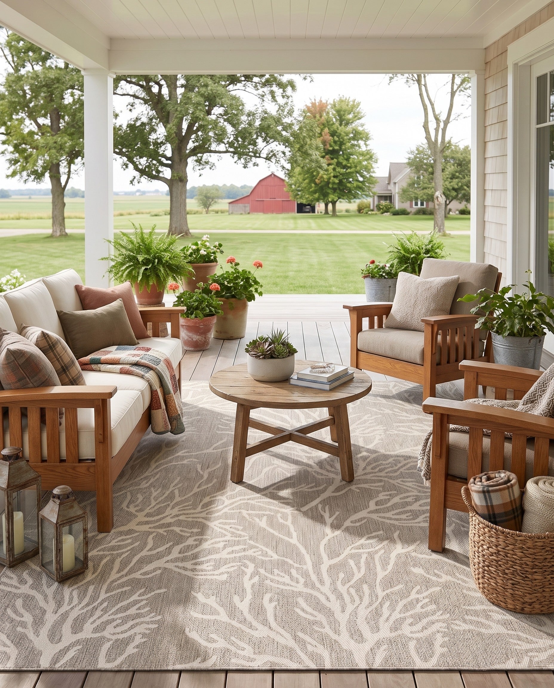 7' 10 x 10' Easy-Clean Lagoon Coastal Indoor / Outdoor Rug