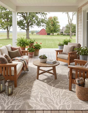 7' 10 x 10' Easy-Clean Lagoon Coastal Indoor / Outdoor Rug
