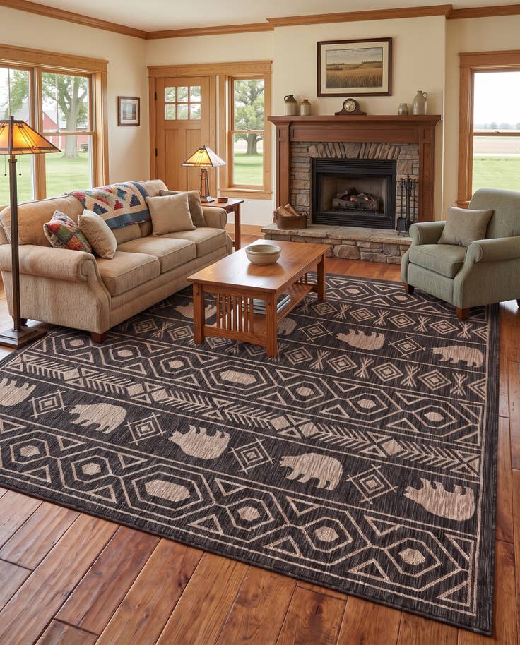 Detail image of 7' 10 x 10' Easy-Clean Southwestern Indoor / Outdoor Rug