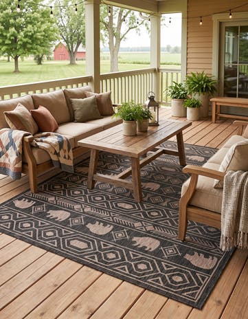7' 10 x 10' Easy-Clean Southwestern Indoor / Outdoor Rug
