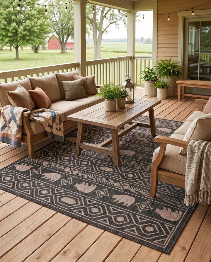 7' 10 x 10' Easy-Clean Southwestern Indoor / Outdoor Rug