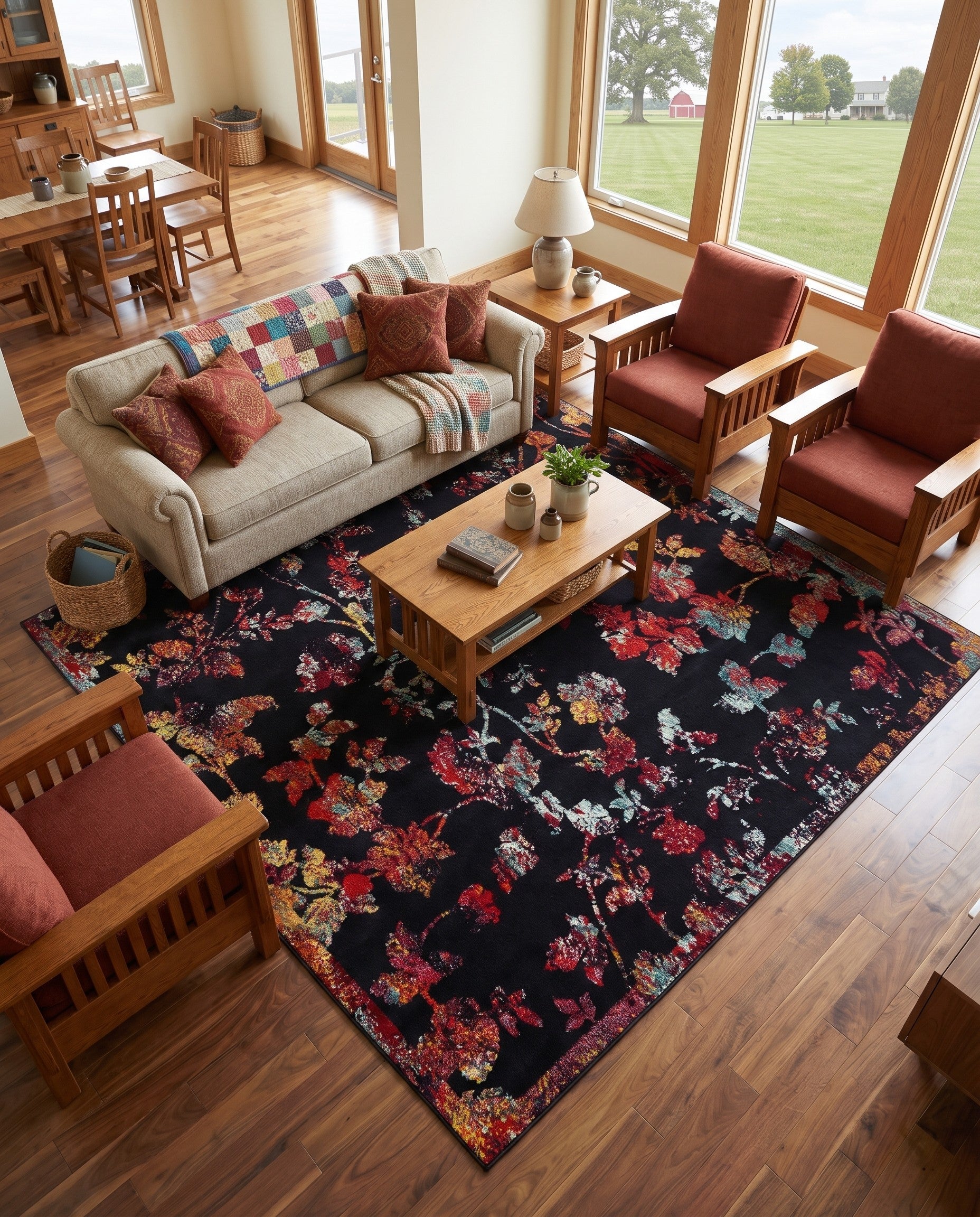 Navy Blue Madeline Square Rug