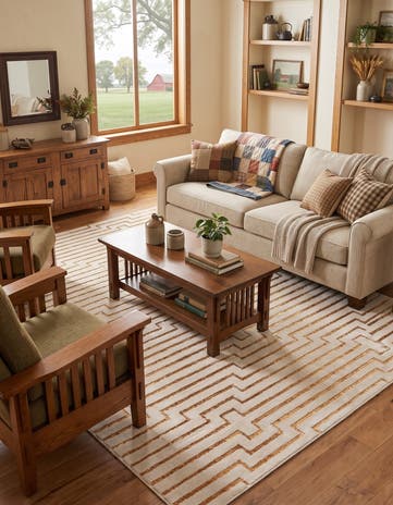 White and Gold Vogue Geo Rug