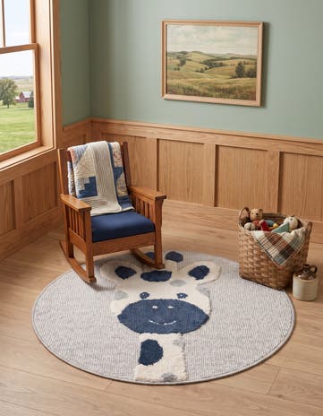 Gray Whimsy Kids Round Rug