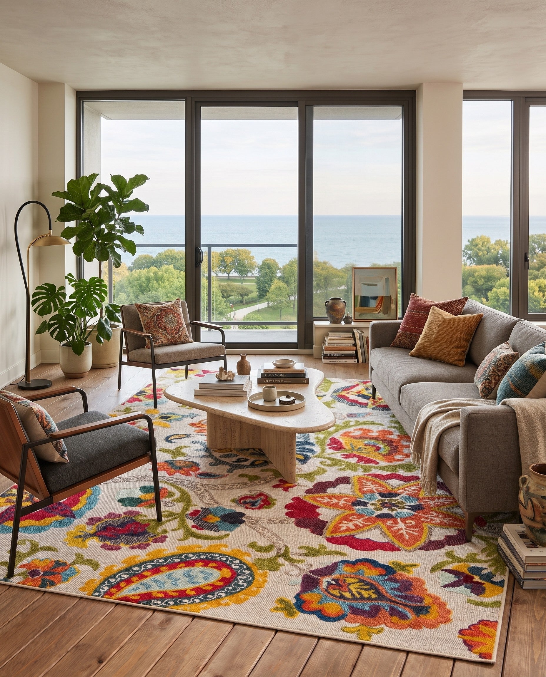 Multi Beige Easy-Clean Casablanca Indoor / Outdoor Rug