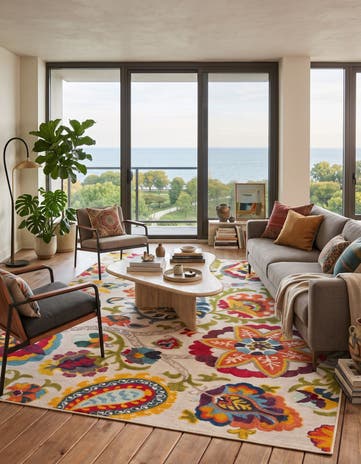 Multi Beige Easy-Clean Casablanca Indoor / Outdoor Rug