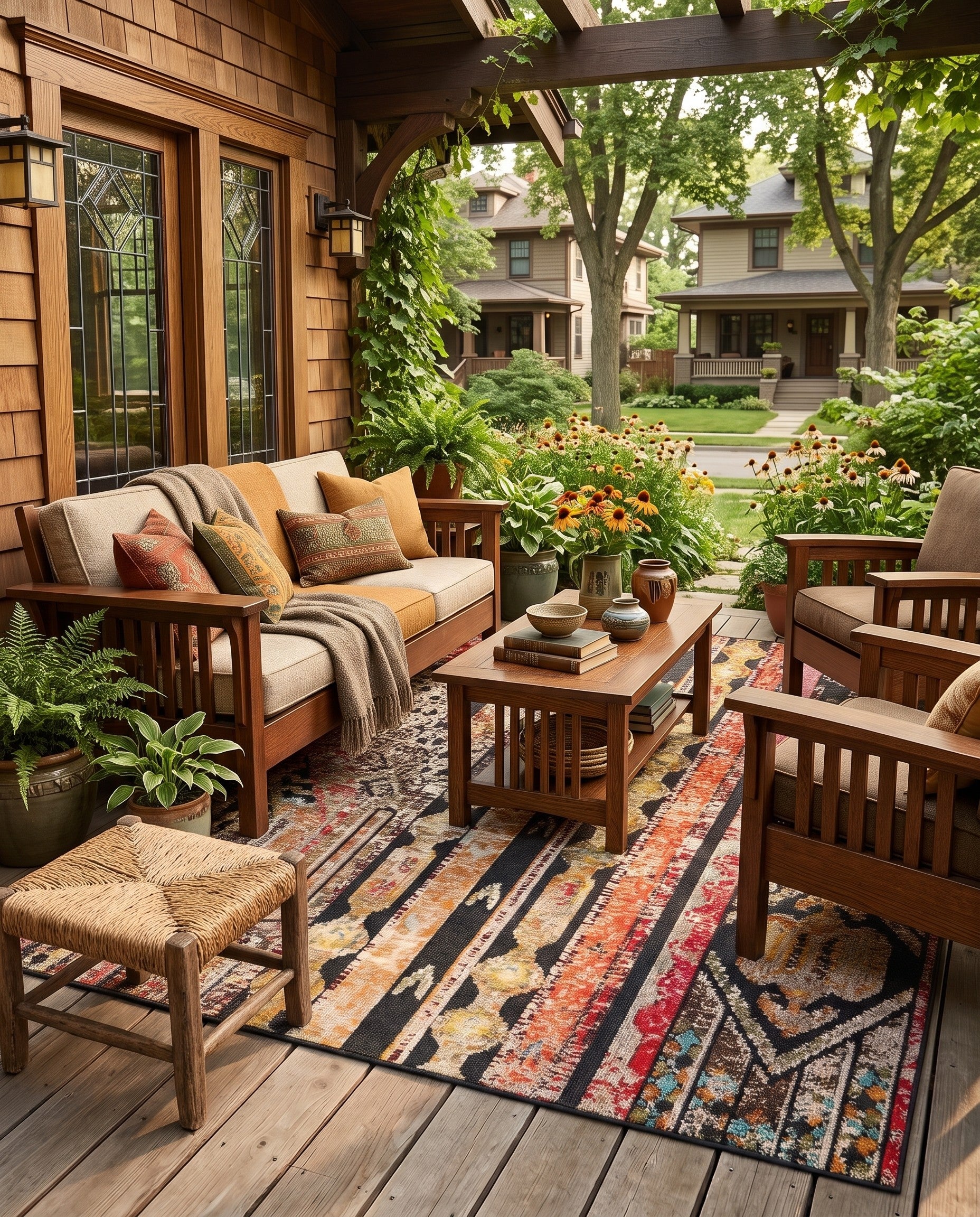 Multi Black Easy-Clean Casablanca Indoor / Outdoor Rug