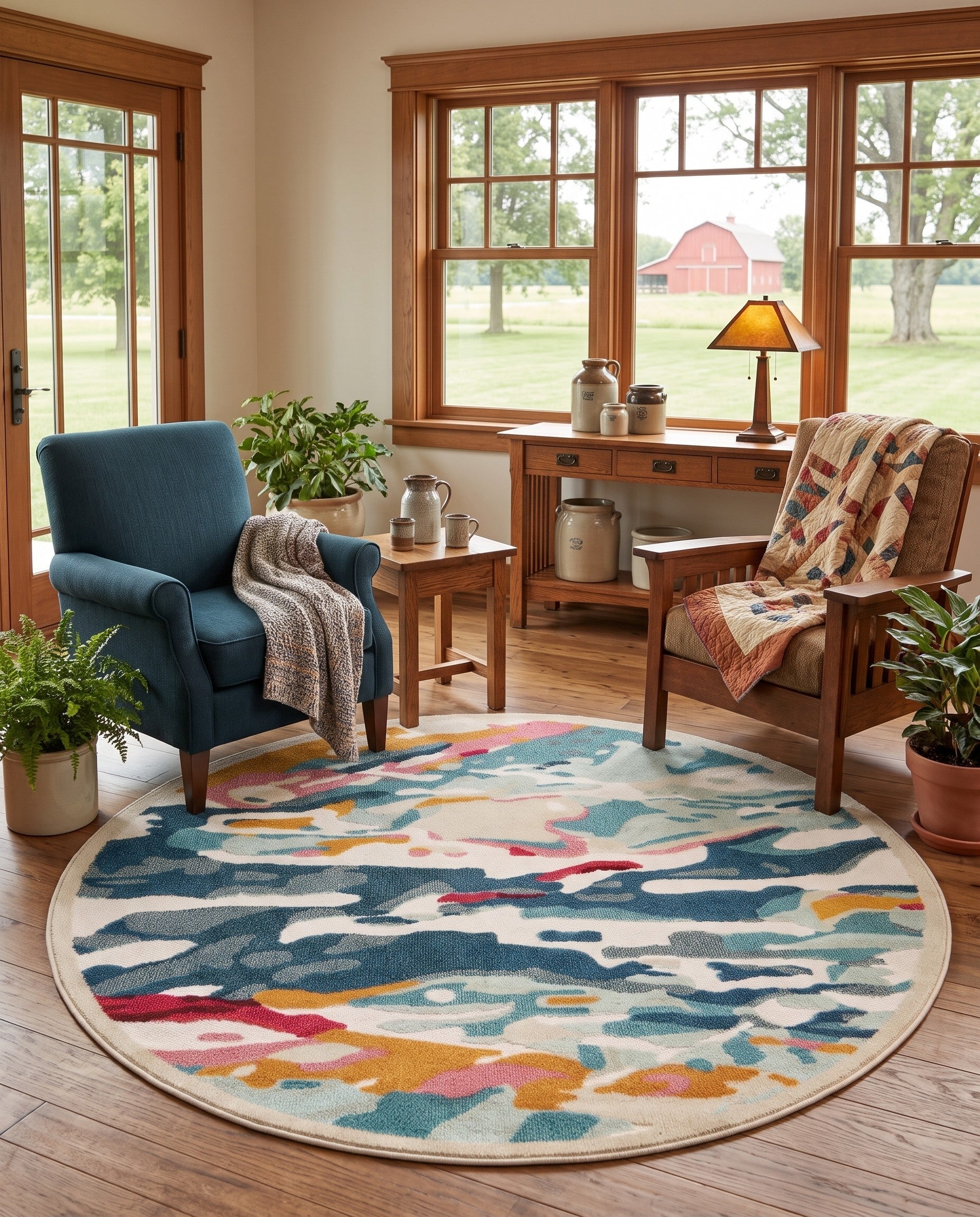 Easy-Clean Casablanca Indoor / Outdoor Round Rug
