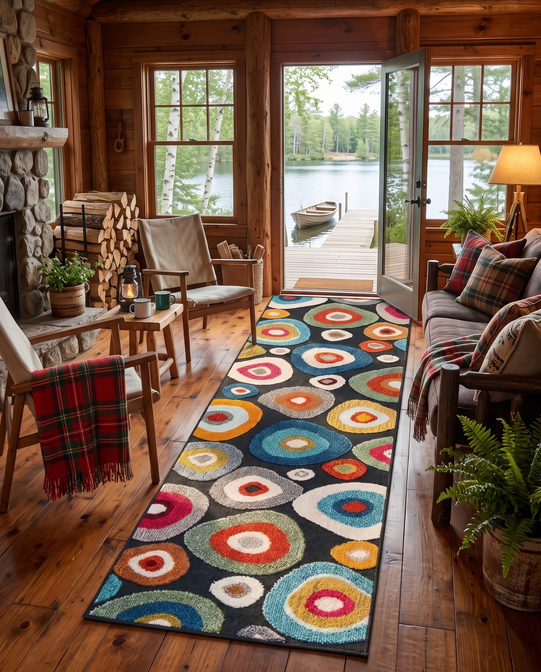 Multi Black Easy-Clean Casablanca Indoor / Outdoor Runner Rug