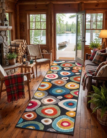Multi Black Easy-Clean Casablanca Indoor / Outdoor Runner Rug