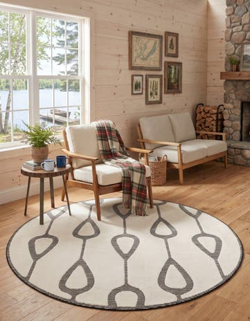 Ivory White Prismatic Round Rug