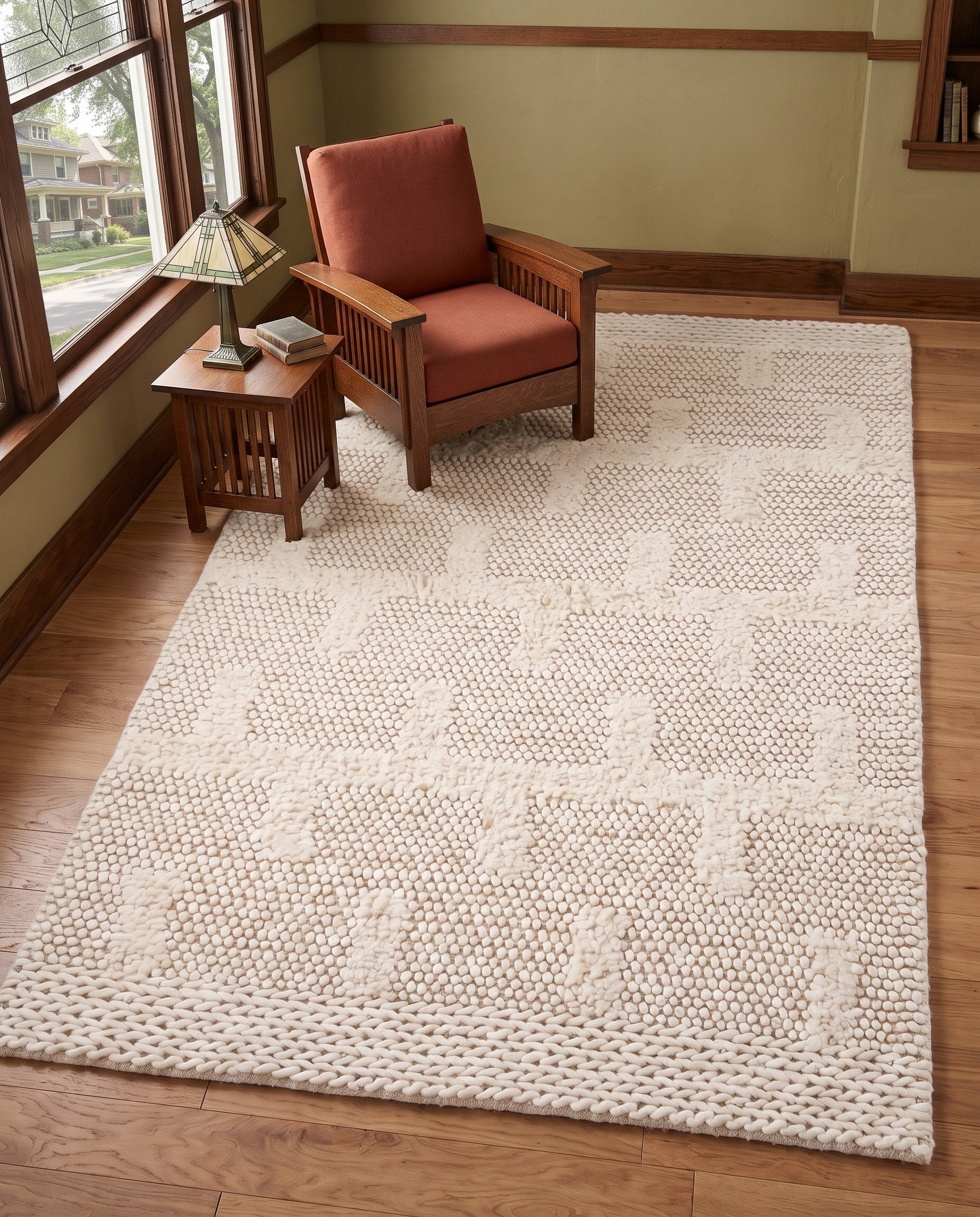 Ivory Hand Woven Lana New Zealand Wool Rug