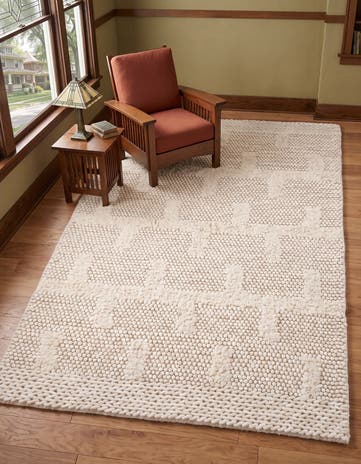 Ivory Hand Woven Lana New Zealand Wool Rug