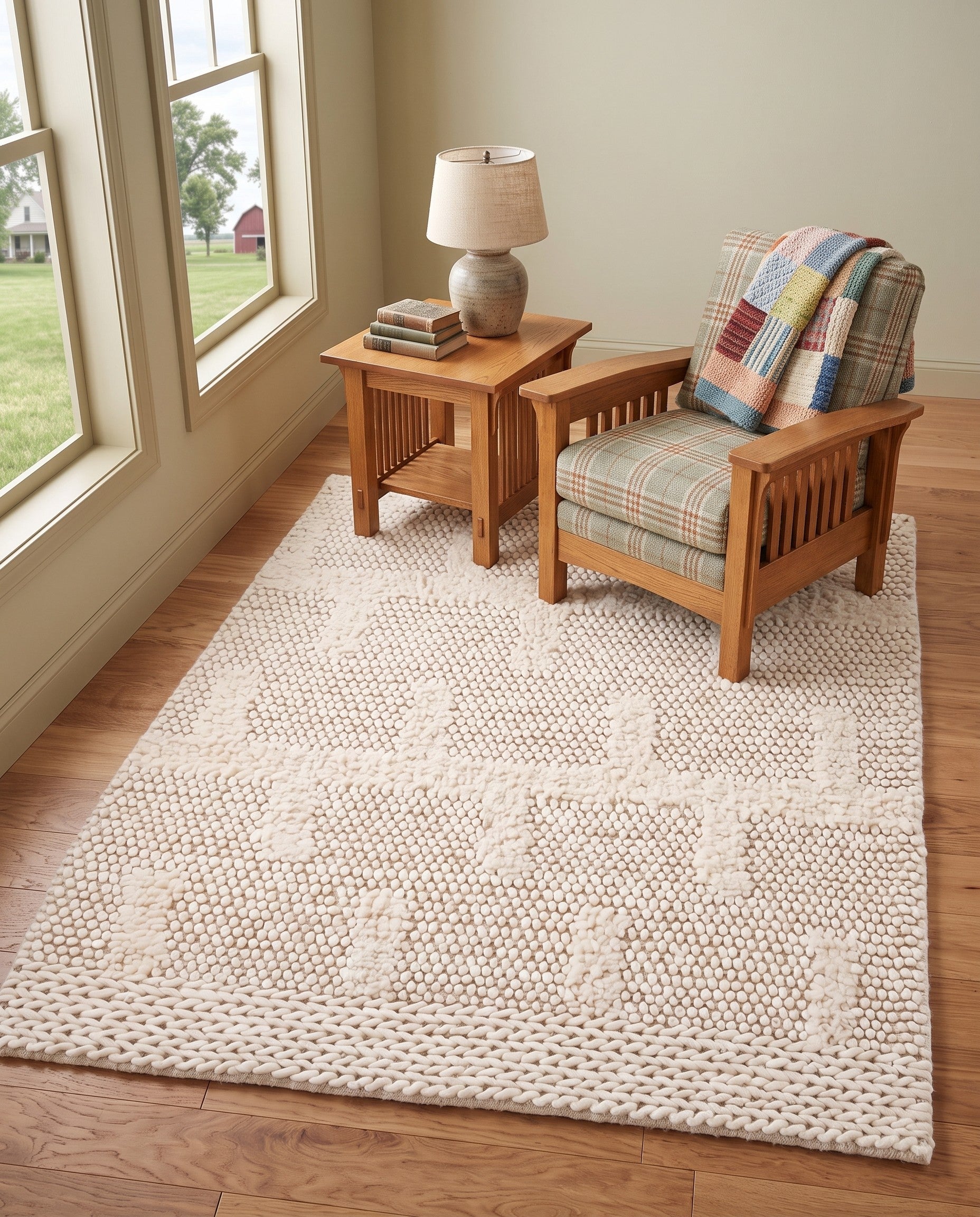 Ivory Hand Woven Lana New Zealand Wool Rug
