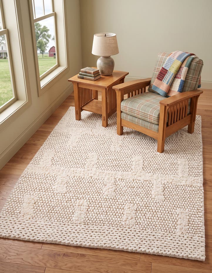 4' 1 x 6' 1 Hand Woven Lana New Zealand Wool Rug