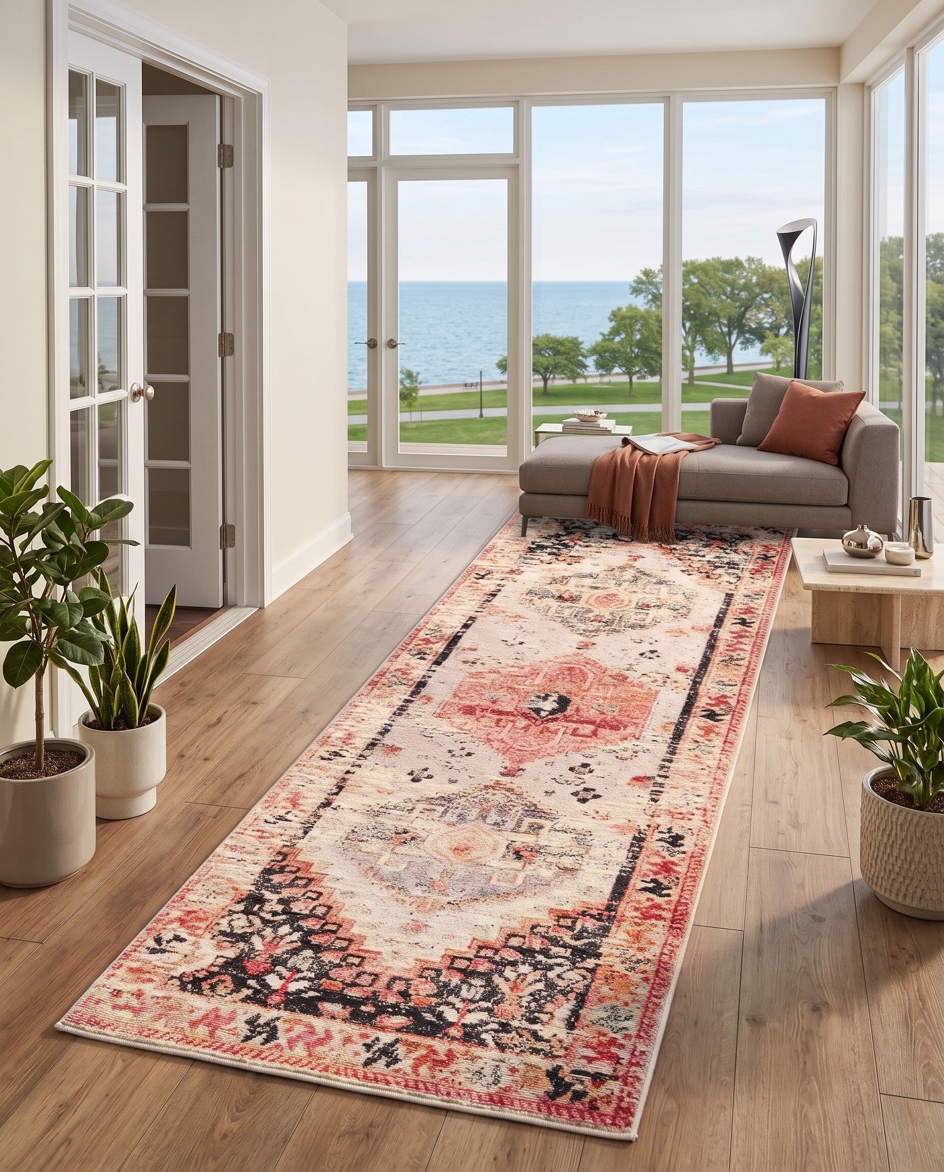 2' x 6' Easy-Clean Traditional Indoor / Outdoor Runner Rug