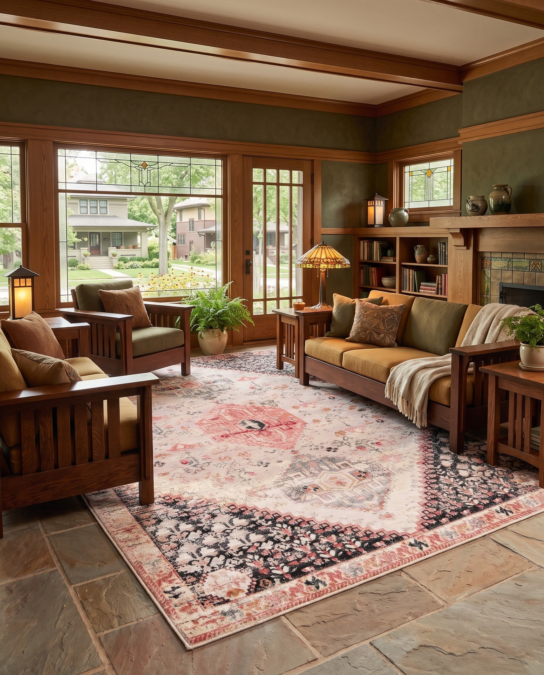 9' x 12' Easy-Clean Traditional Indoor / Outdoor Rug