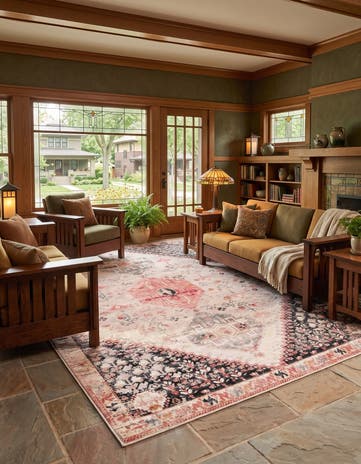 9' x 12' Easy-Clean Traditional Indoor / Outdoor Rug