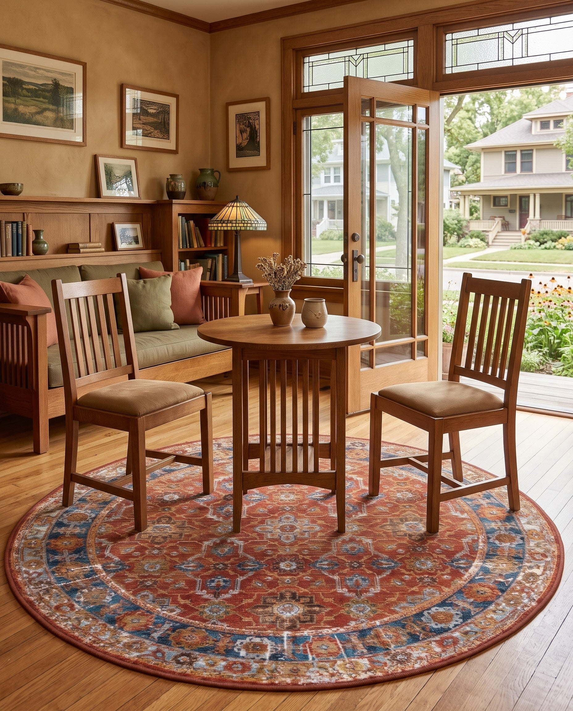 4' x 4' Easy-Clean Chatfield Traditional Indoor / Outdoor Round Rug