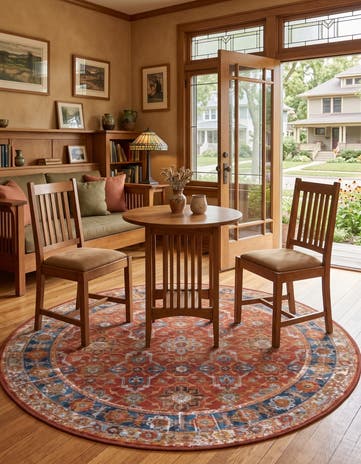 4' x 4' Easy-Clean Chatfield Traditional Indoor / Outdoor Round Rug