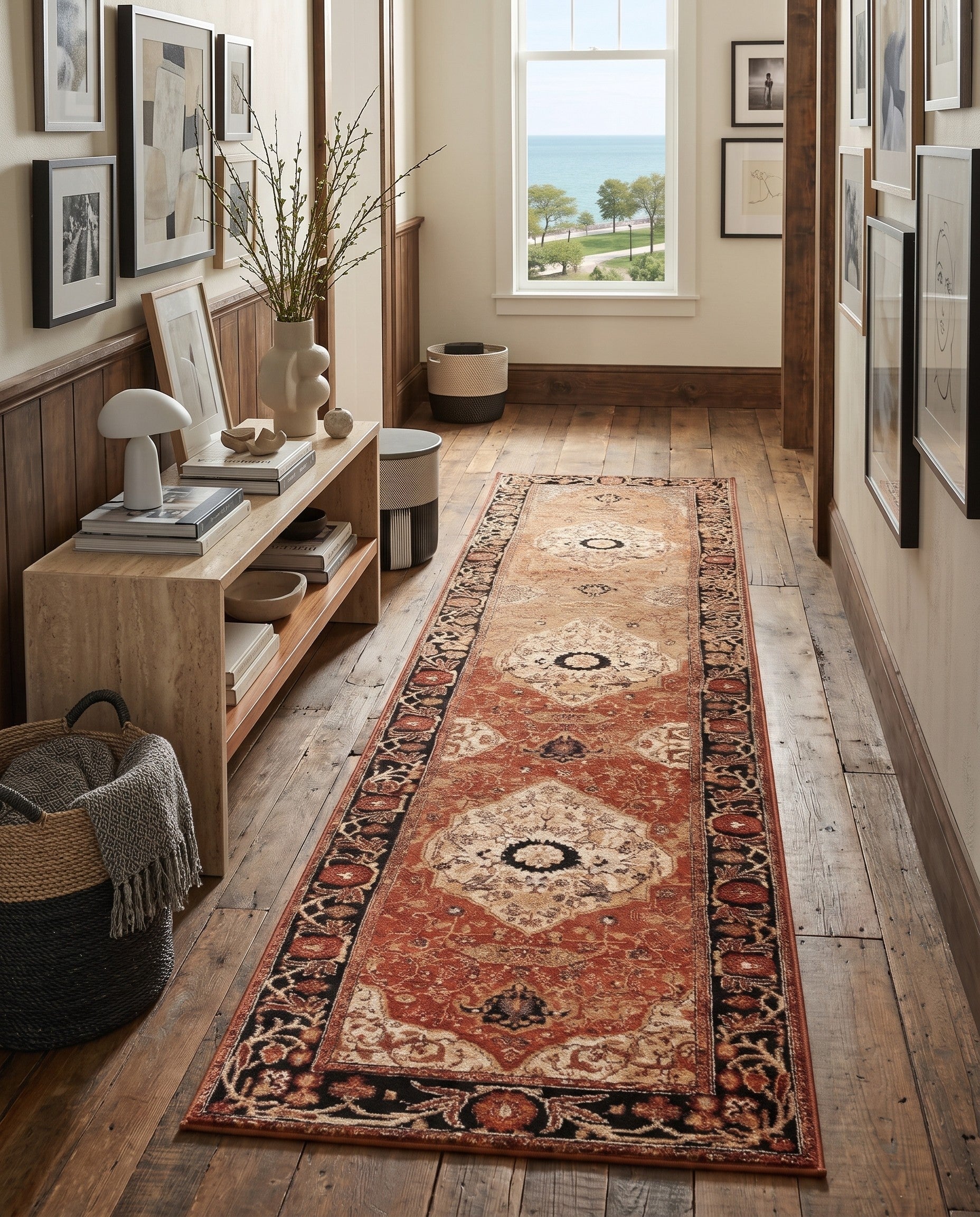 2' 7 x 12' Easy-Clean Traditional Indoor / Outdoor Runner Rug