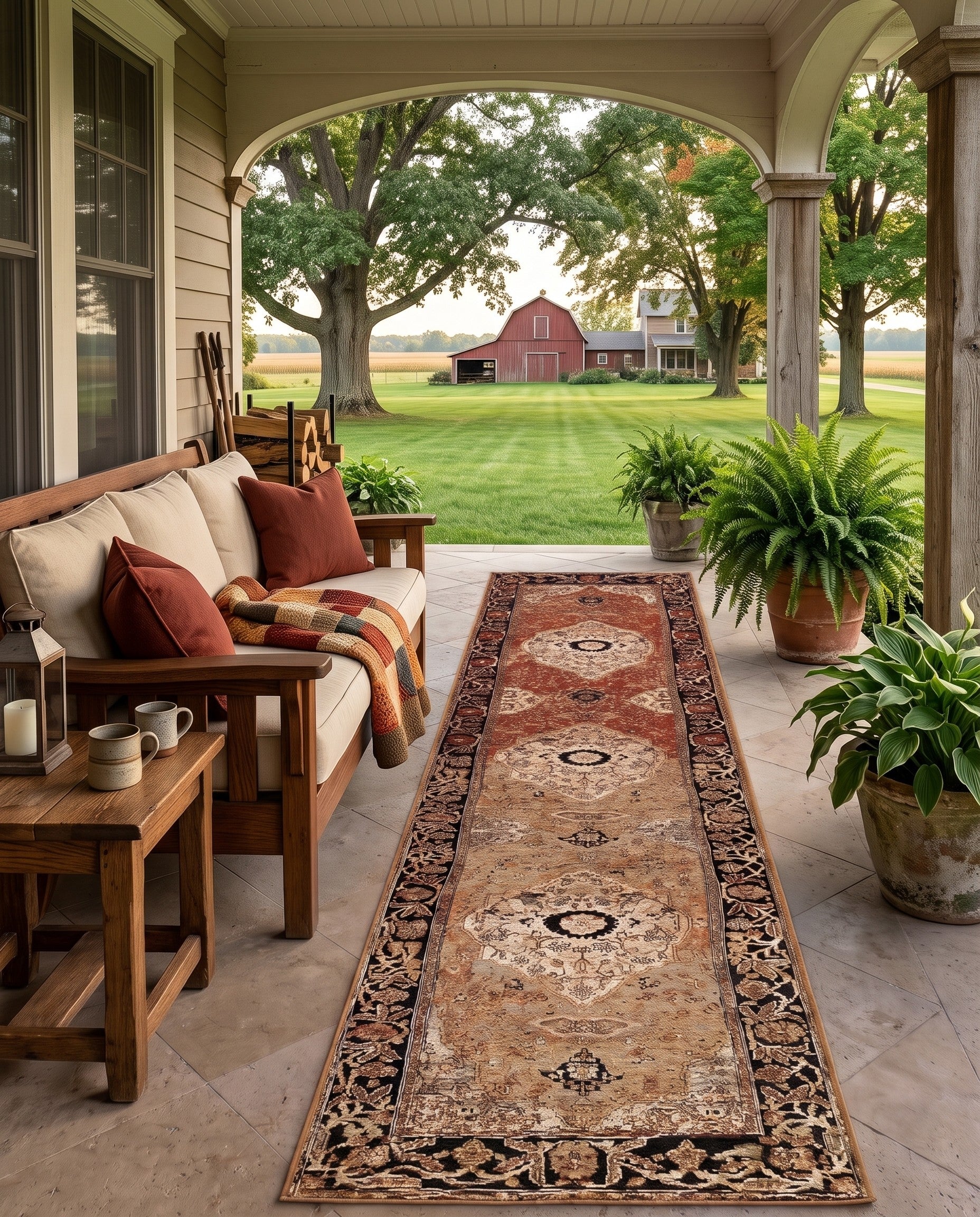 2' 7 x 12' Easy-Clean Traditional Indoor / Outdoor Runner Rug