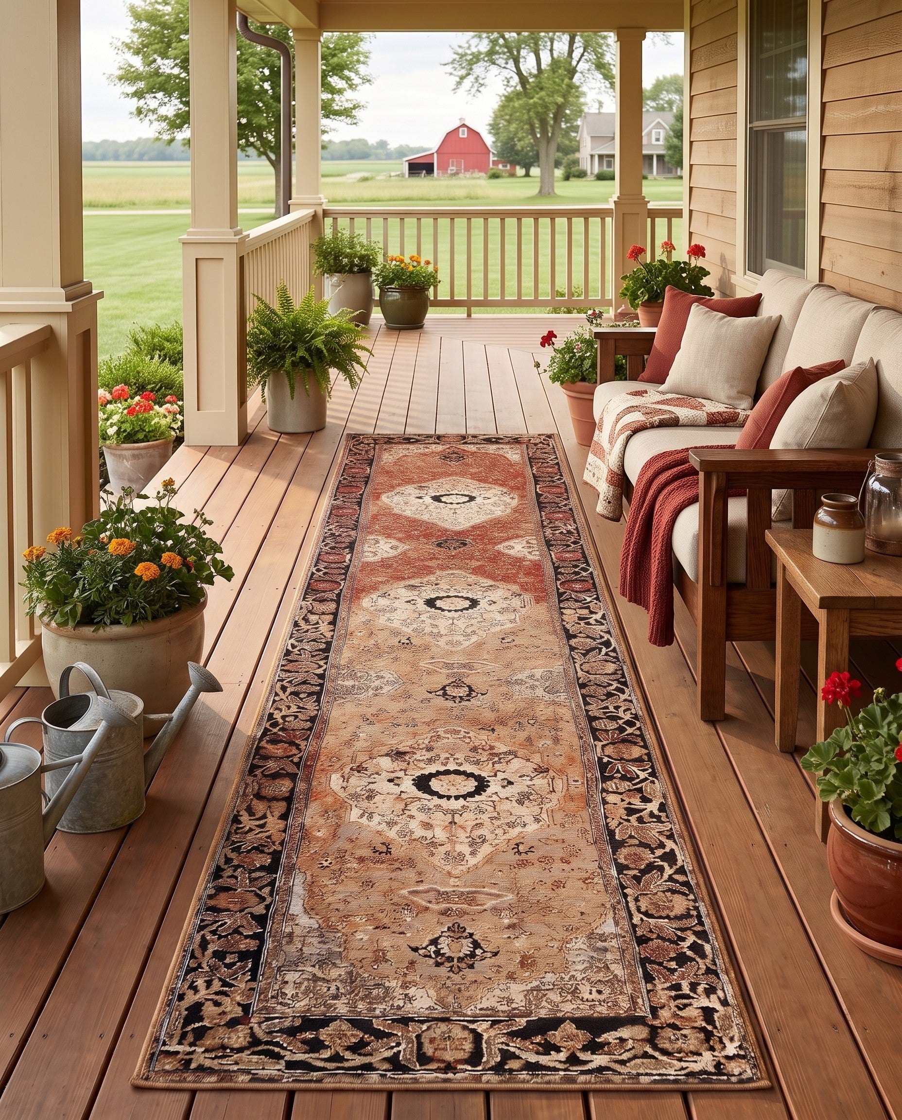 2' 7 x 12' Easy-Clean Traditional Indoor / Outdoor Runner Rug