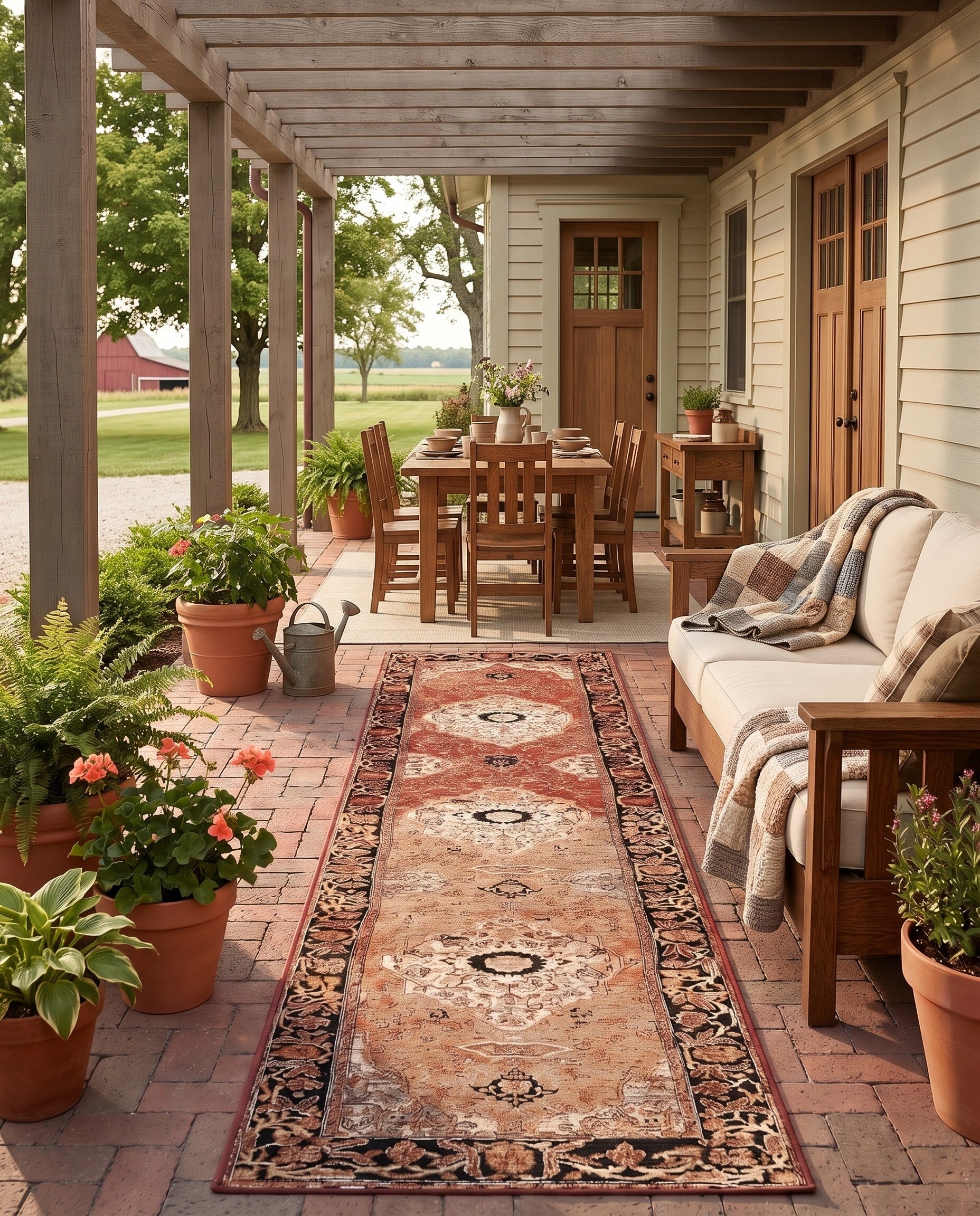 2' 7 x 12' Easy-Clean Traditional Indoor / Outdoor Runner Rug