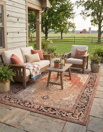 6' x 9' Easy-Clean Traditional Indoor / Outdoor Rug