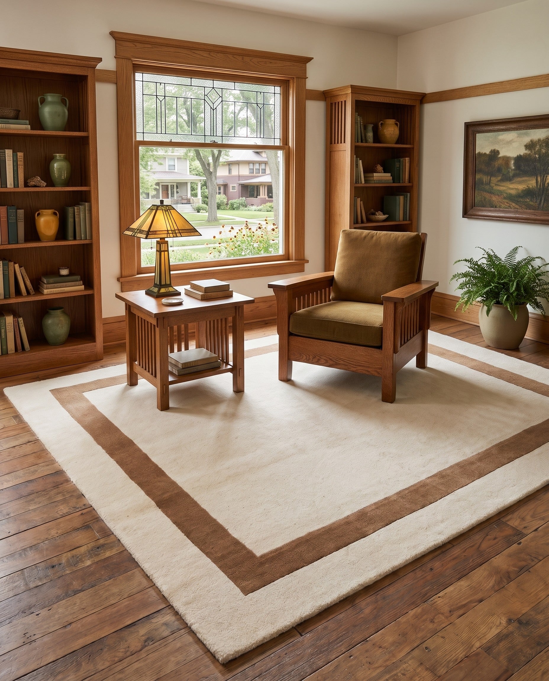 Ivory Jill Zarin Border Wool Square Rug
