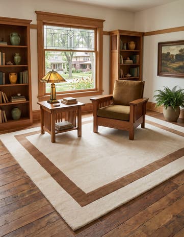 Ivory Jill Zarin Border Wool Square Rug