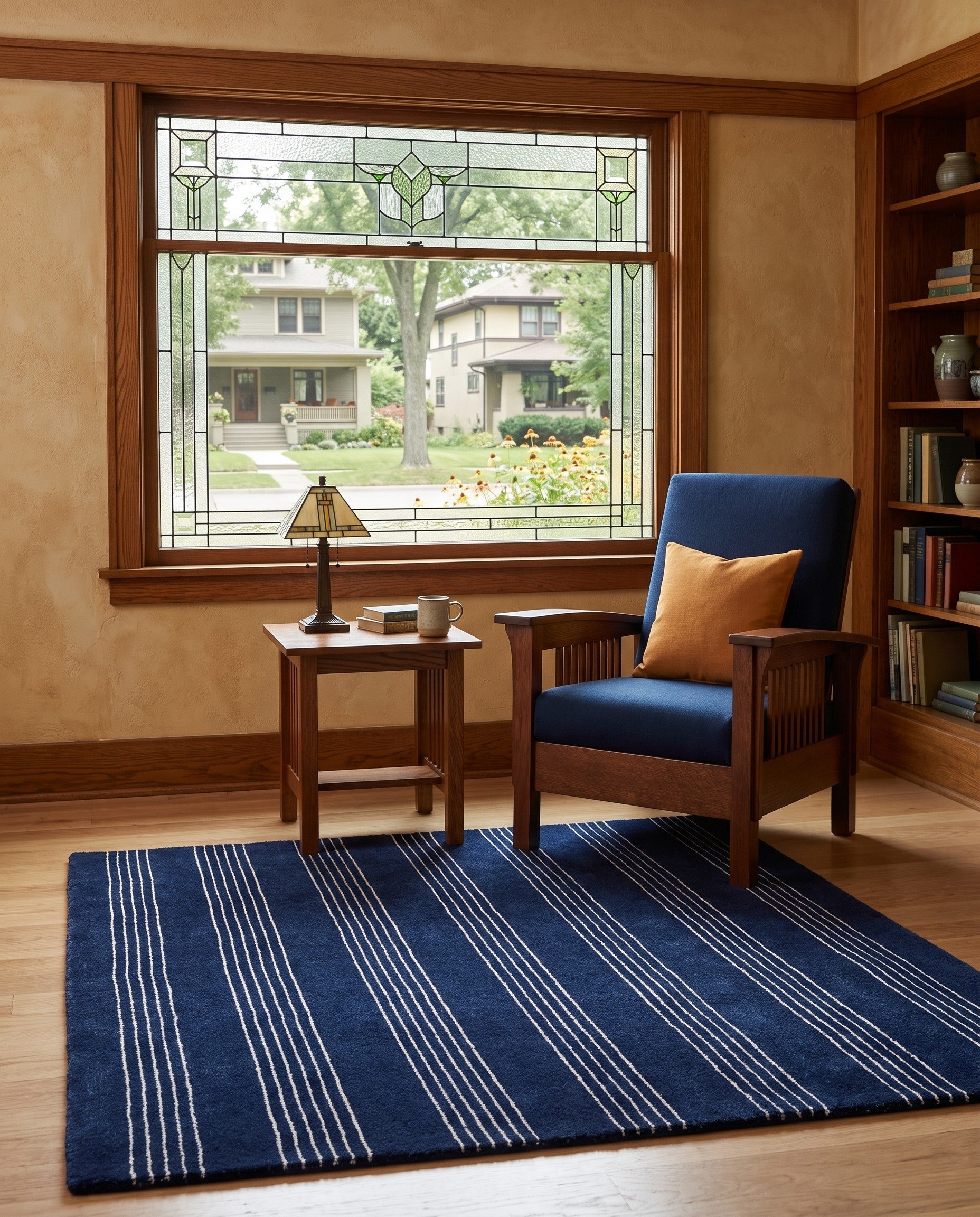 Cobalt Blue Jill Zarin Striped Wool Rug