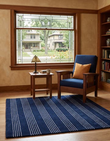 Cobalt Blue Jill Zarin Striped Wool Rug